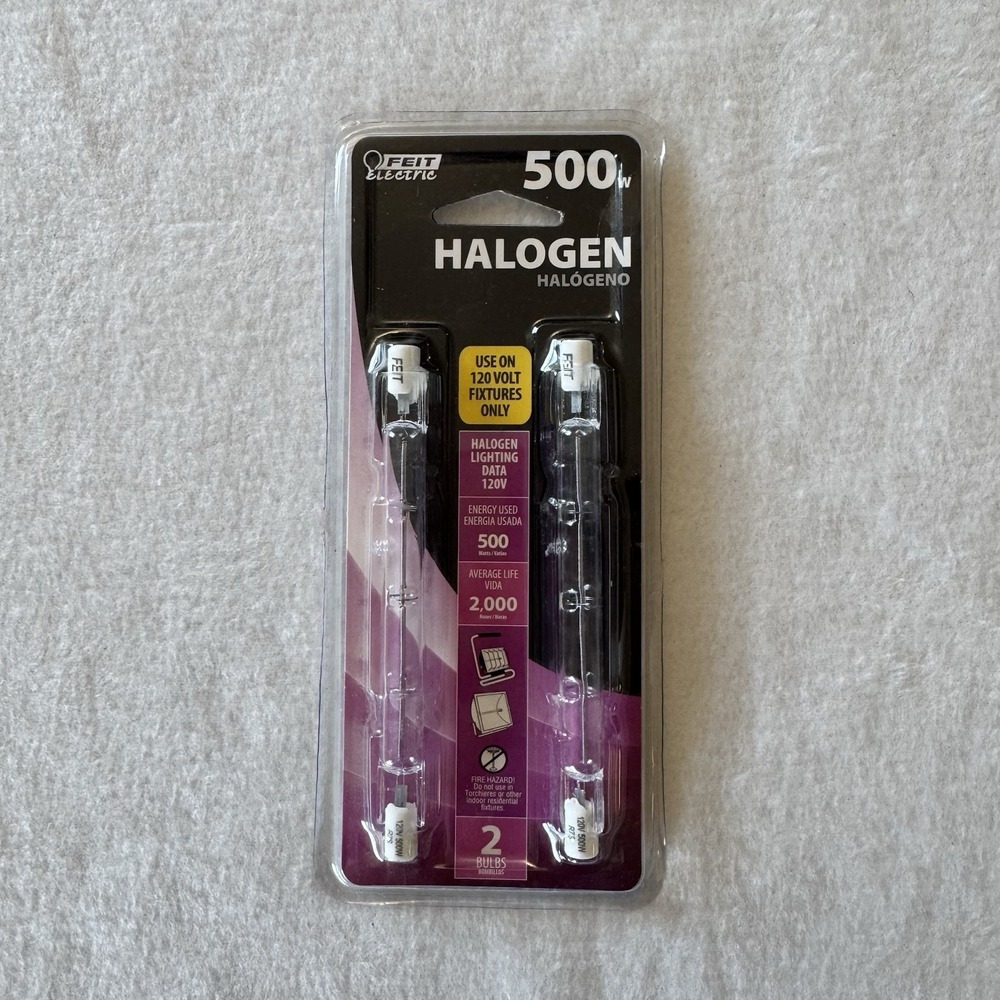 New & Sealed Feit Electric‎ R7S Halogen 500 Watt Work Lamp Bulbs 2 per package